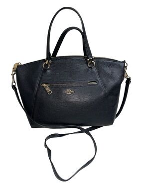 Coach Prairie Satchel Black Pebbled Leather Tote with Gold Hardware